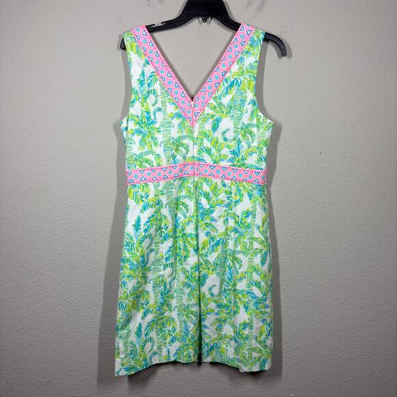 Lilly Pulitzer 10 Lanora Fresh Citrus Keep Palm Mini Sheath Dress Green Cotton - Picture 3 of 10